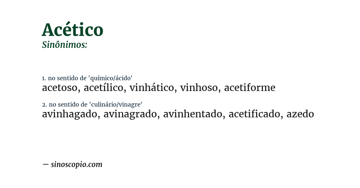 Sinônimo de acético