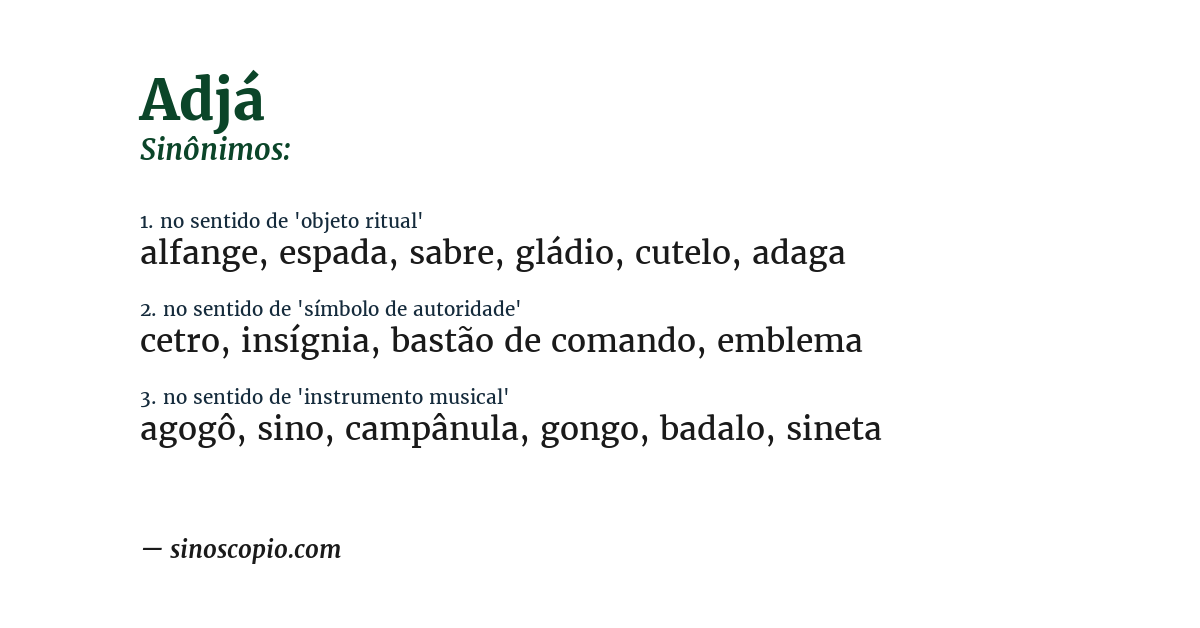 Sinônimo de adjá