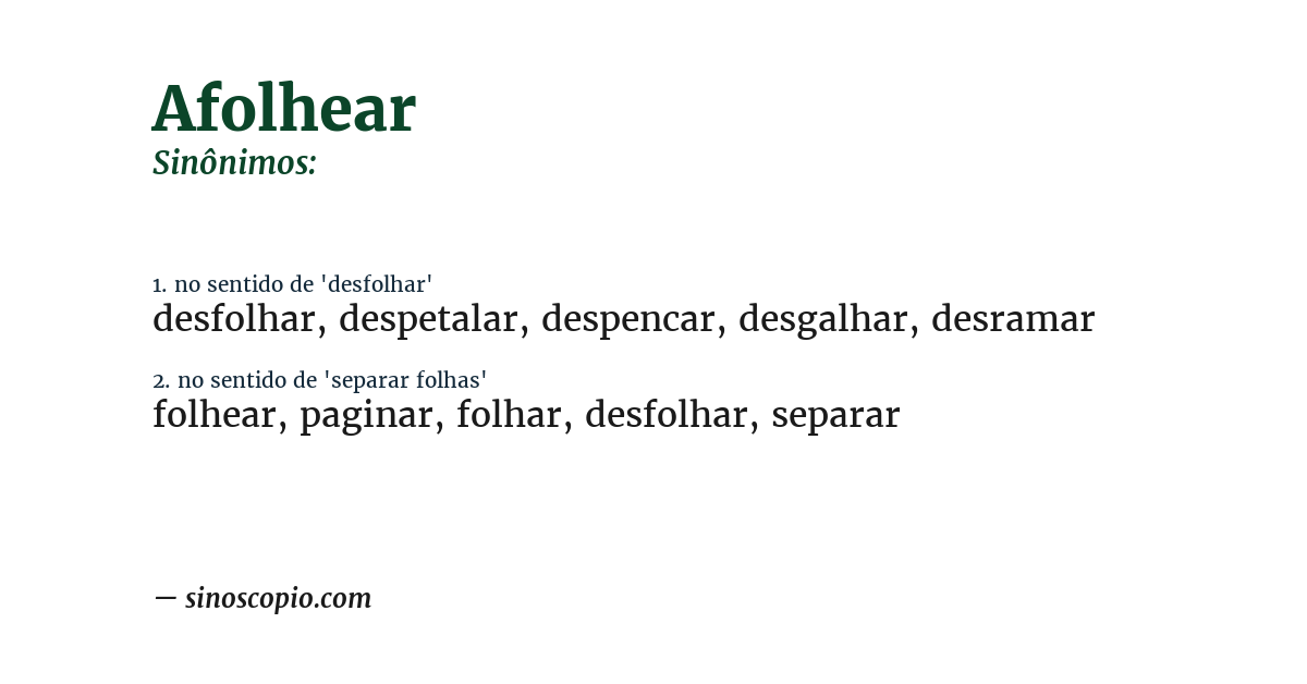 Sinônimo de afolhear
