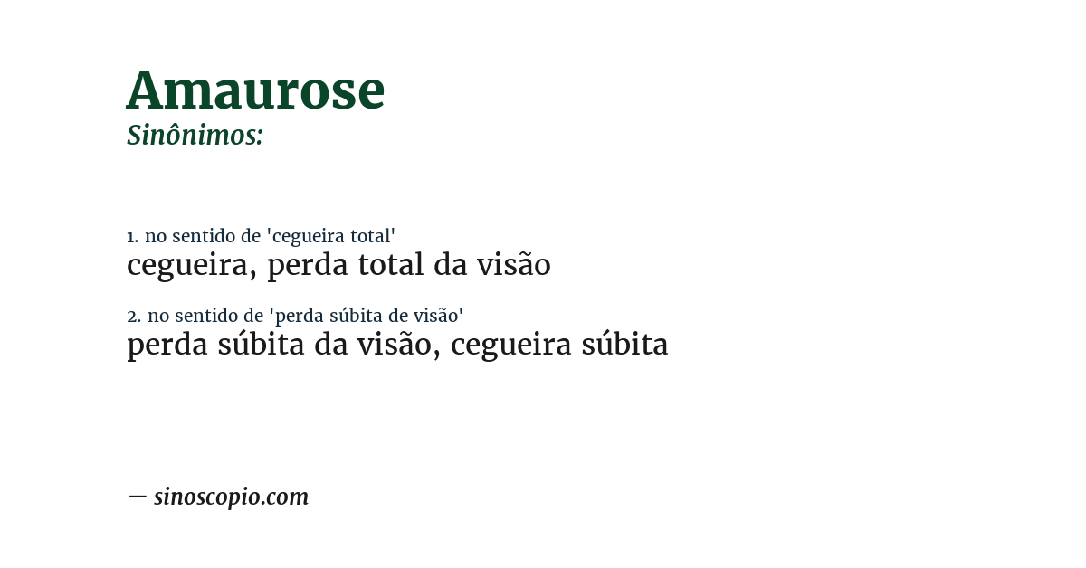 Sinônimo de amaurose