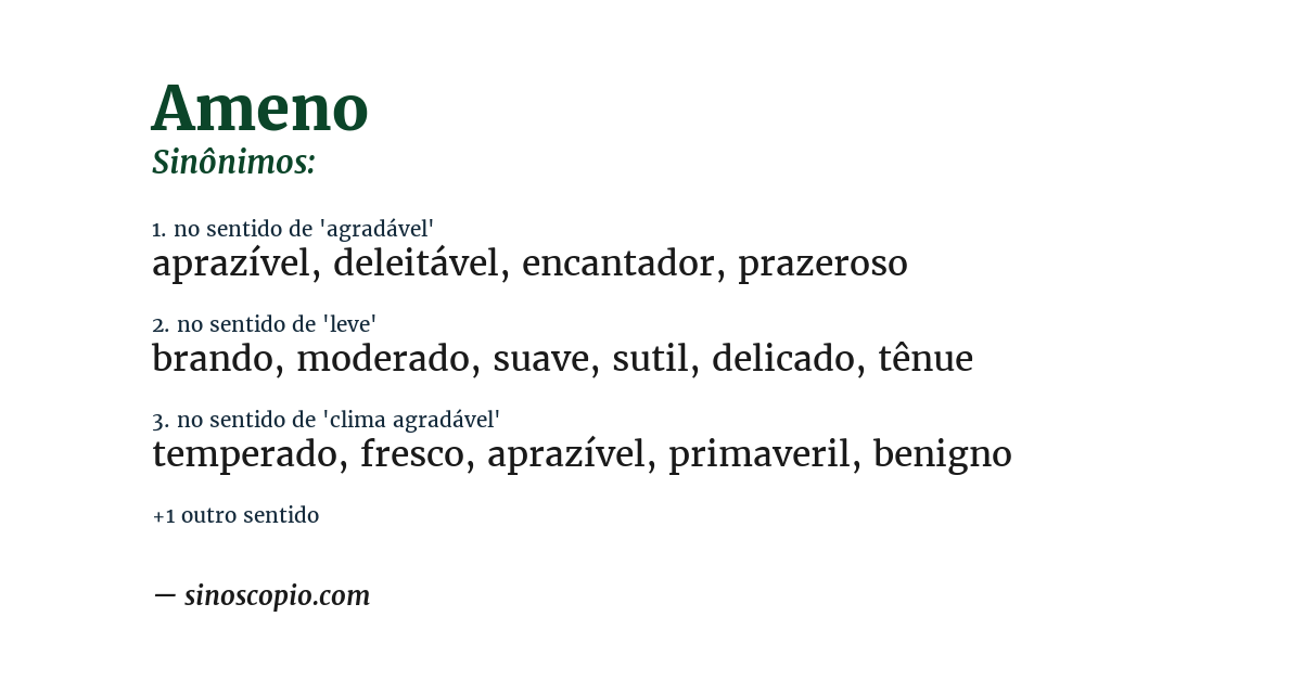 Sinônimo de ameno