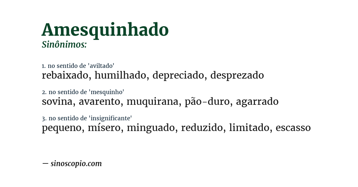 Sinônimo de amesquinhado