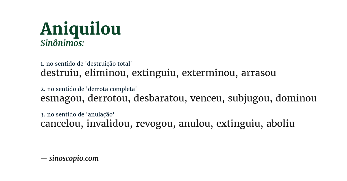 Sinônimo de aniquilou