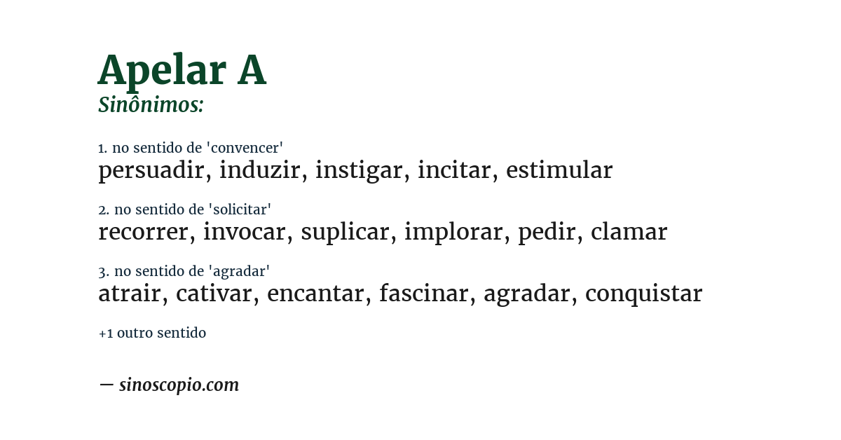 Sinônimo de apelar a