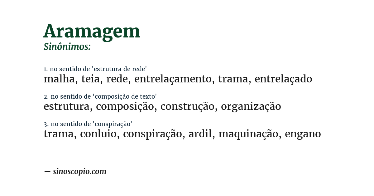 Sinônimo de aramagem