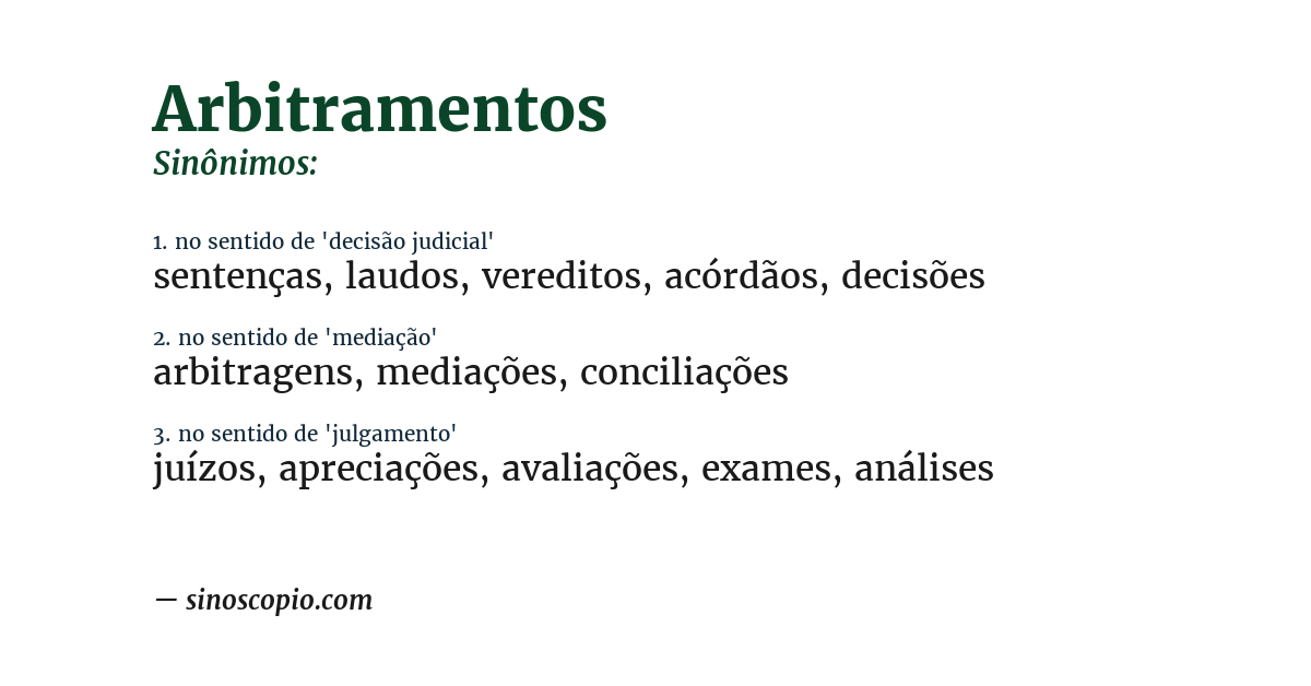 Sinônimo de arbitramentos
