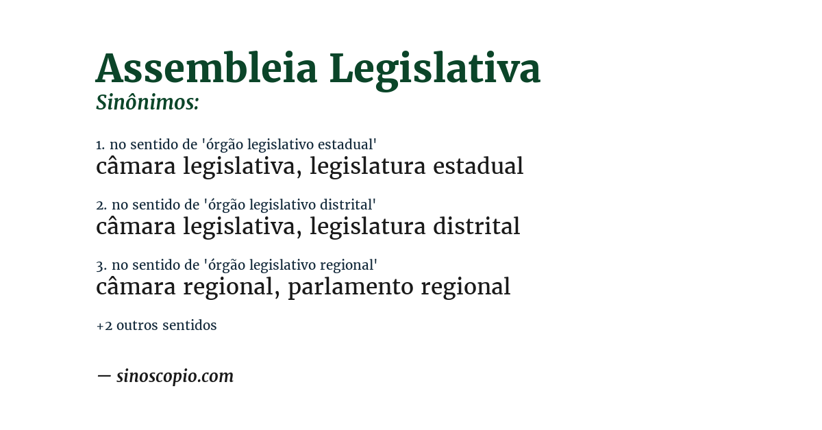 Sinônimo de assembleia legislativa