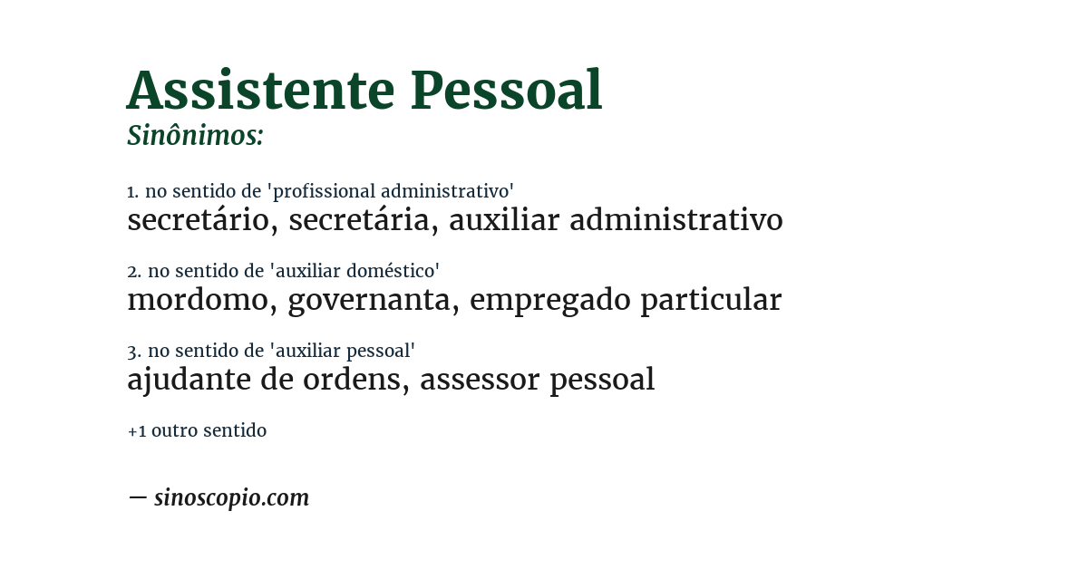 Sinônimo de assistente pessoal