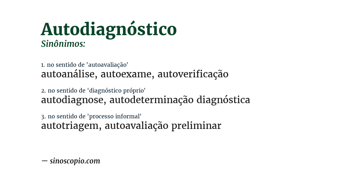Sinônimo de autodiagnóstico