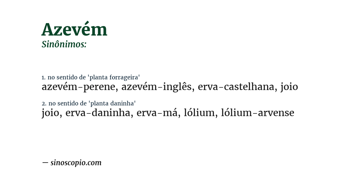 Sinônimo de azevém