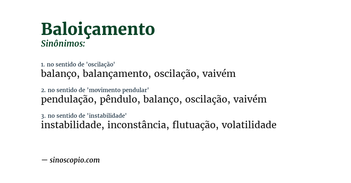 Sinônimo de baloiçamento