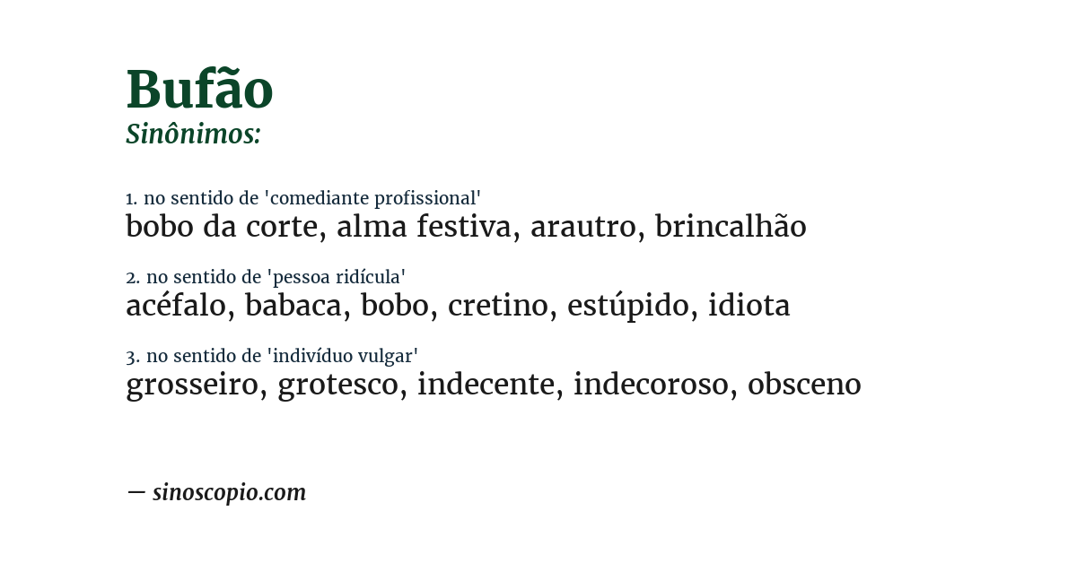 Sinônimo de bufão