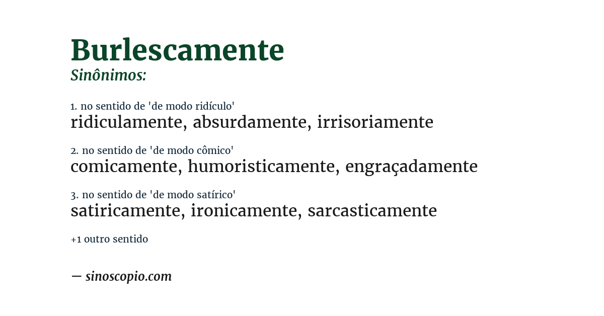 Sinônimo de burlescamente