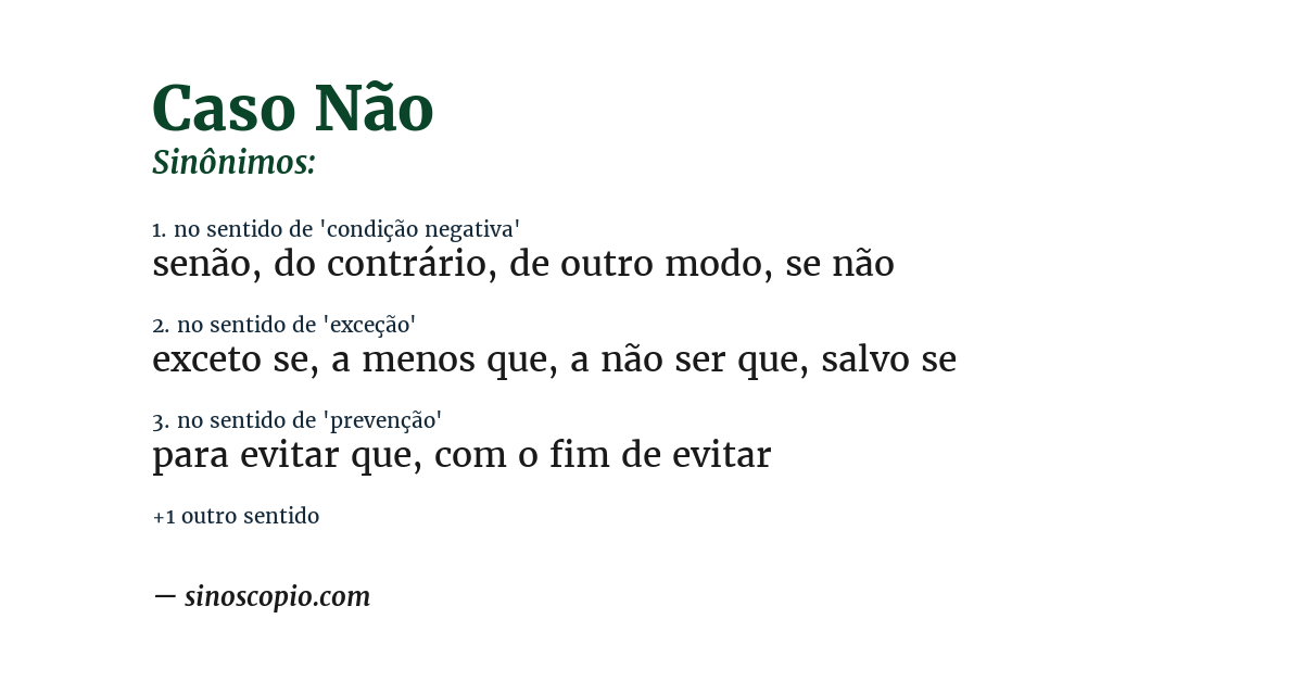 Sinônimo de caso não
