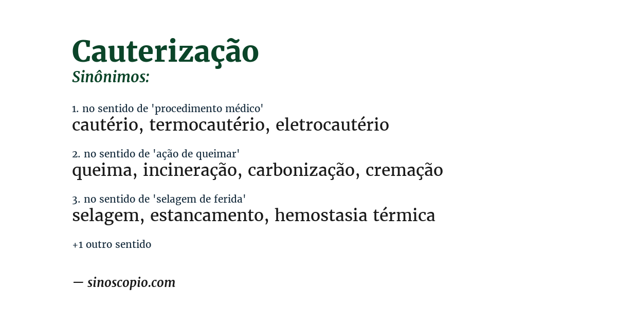 Sinônimo de cauterização