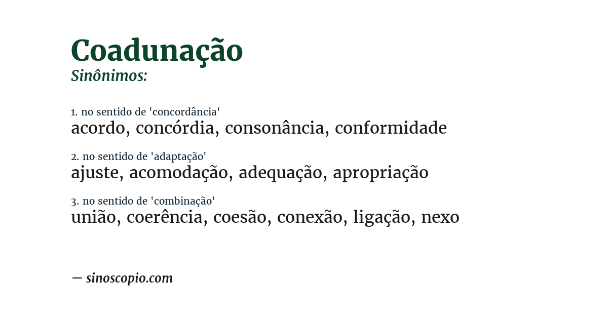 Sinônimo de coadunação