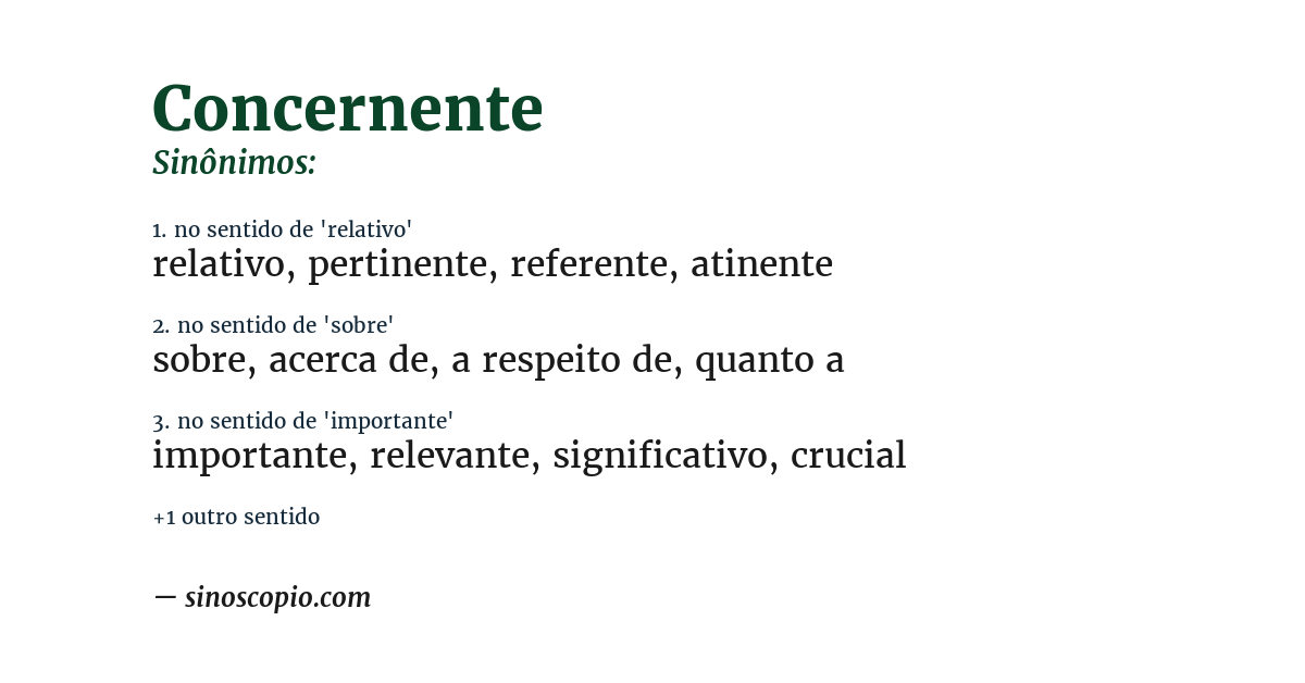 Sinônimo de concernente