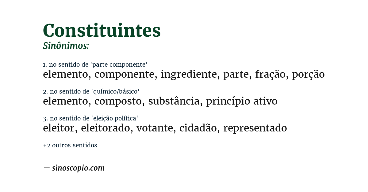 Sinônimo de constituintes