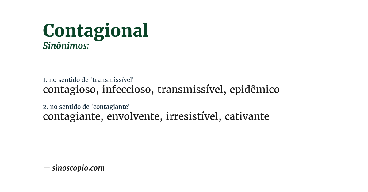 Sinônimo de contagional