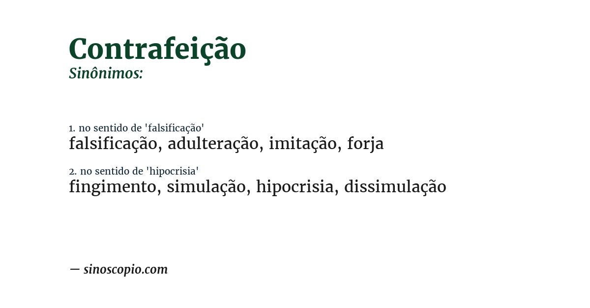 Sinônimo de contrafeição