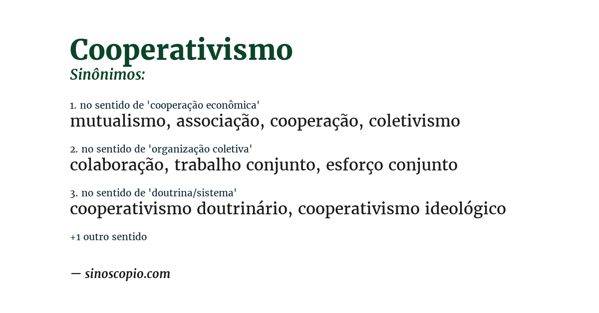 Sinônimo de cooperativismo