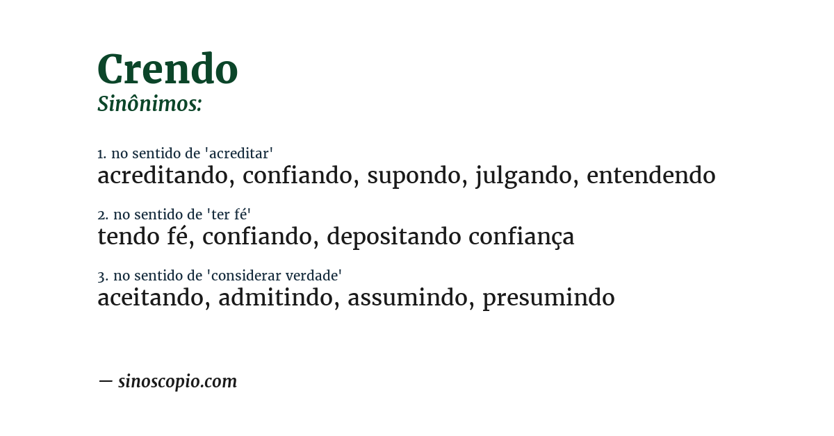 Sinônimo de crendo