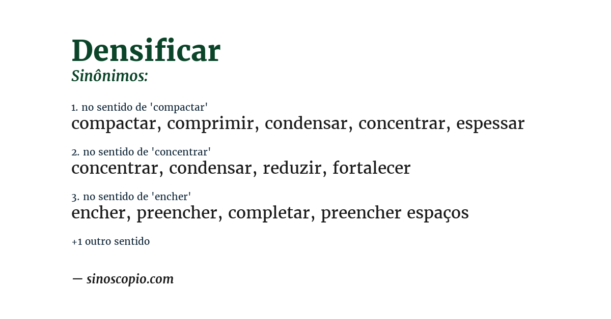 Sinônimo de densificar