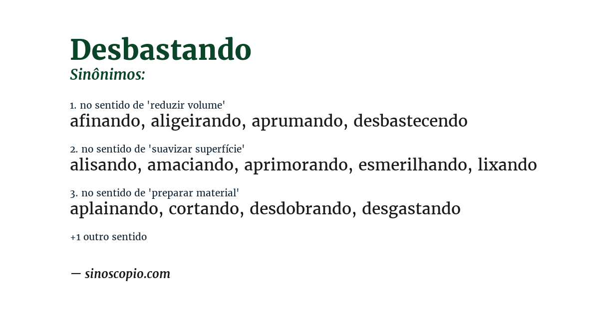 Sinônimo de desbastando