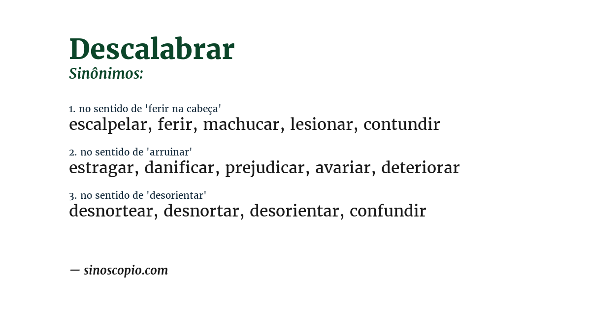 Sinônimo de descalabrar