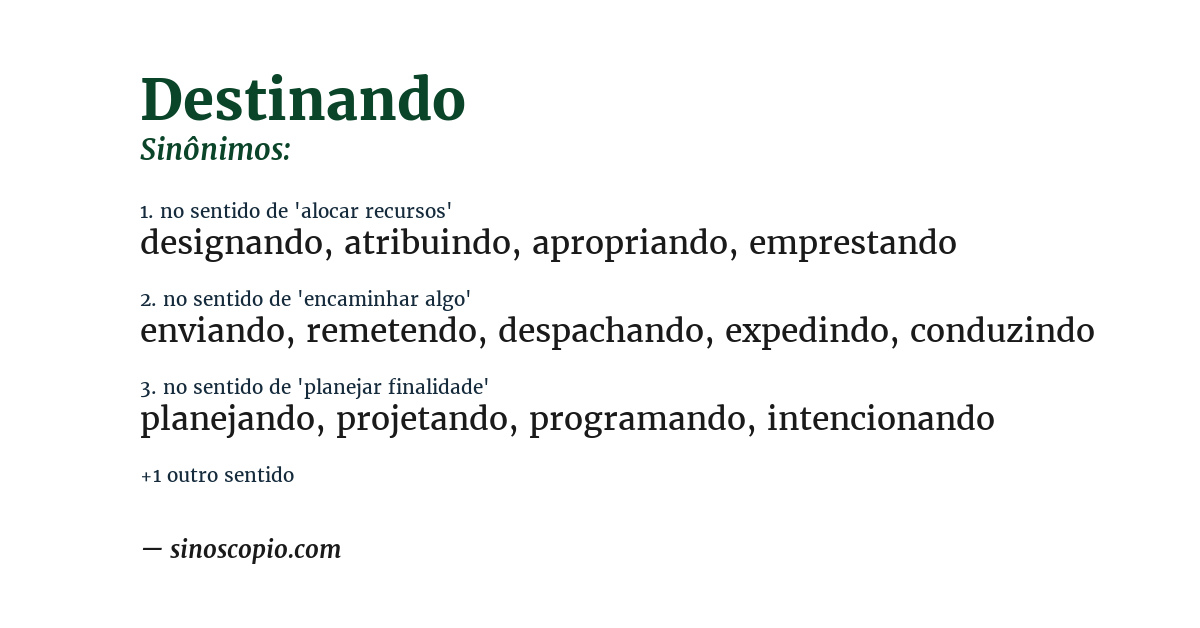 Sinônimo de destinando