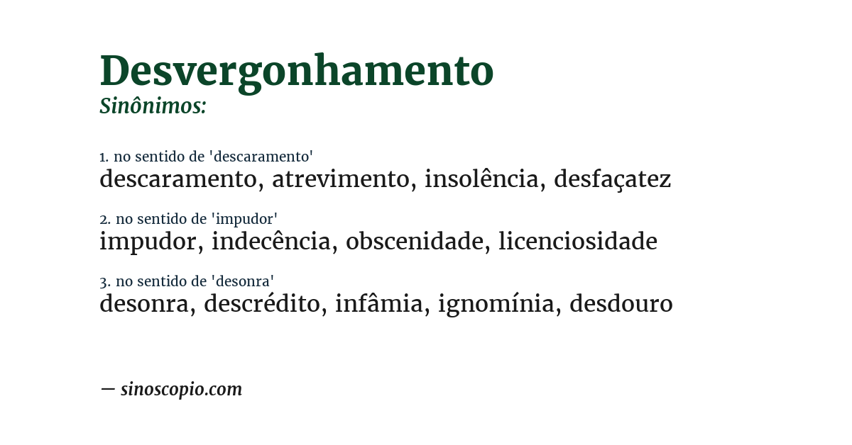 Sinônimo de desvergonhamento