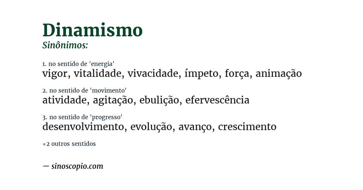 Sinônimo de dinamismo