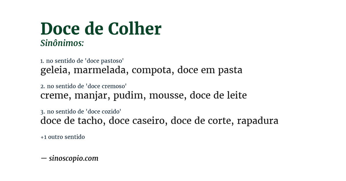 Sinônimo de doce de colher