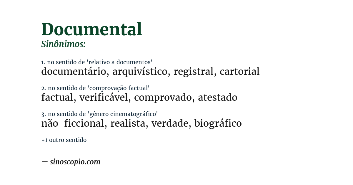 Sinônimo de documental
