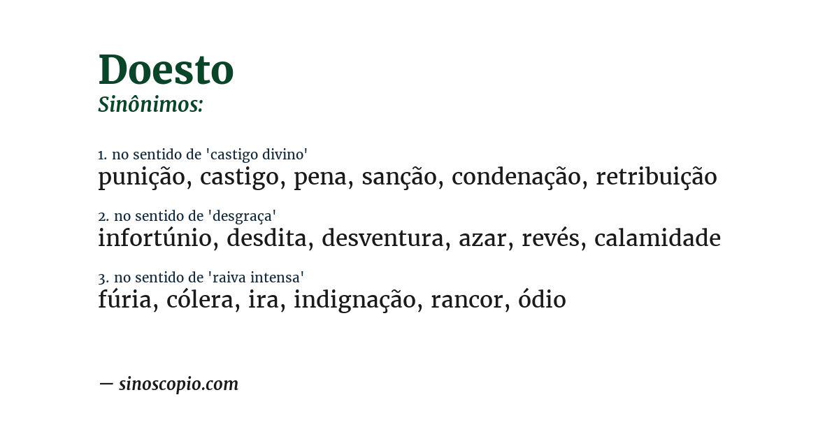 Sinônimo de doesto