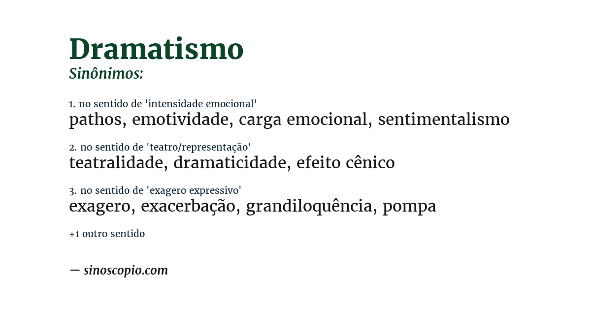 Sinônimo de dramatismo
