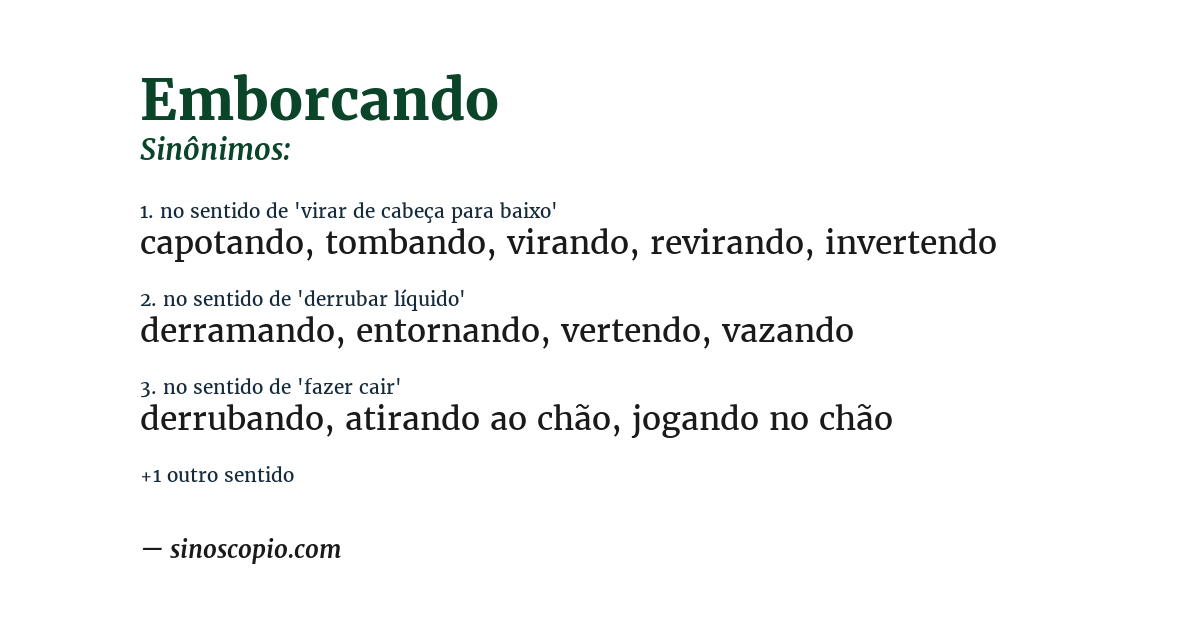 Sinônimo de emborcando