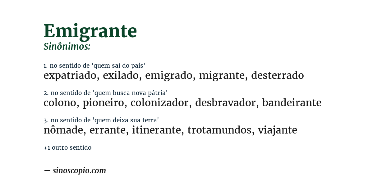 Sinônimo de emigrante