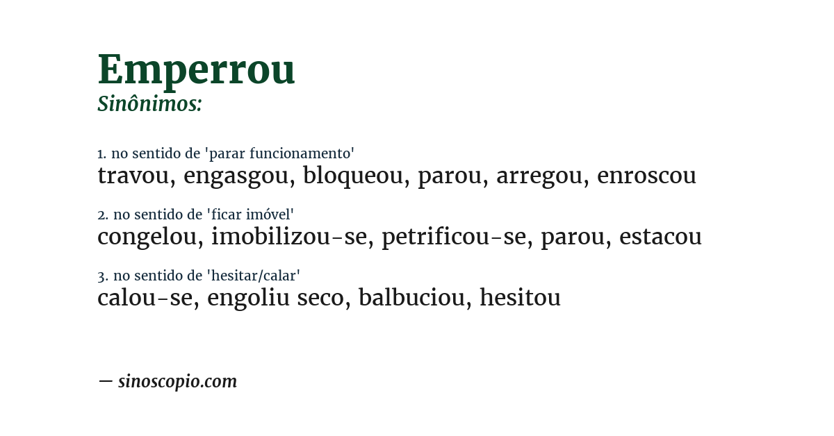 Sinônimo de emperrou