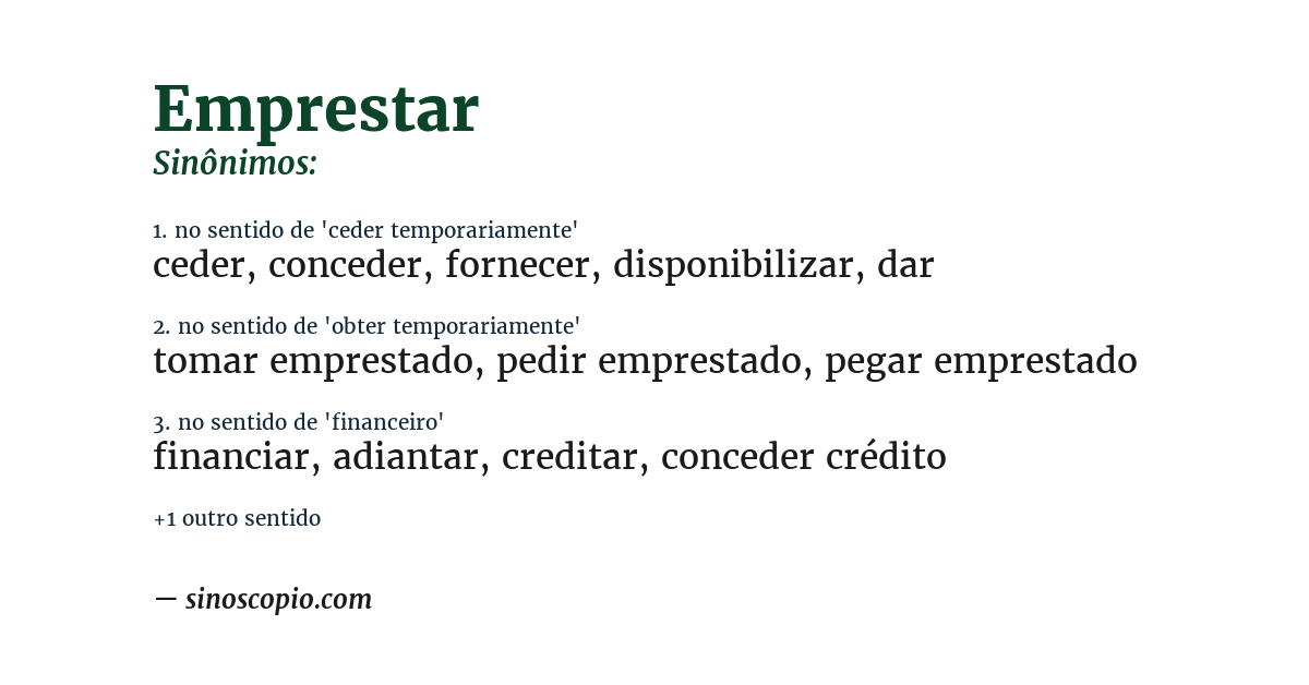 Sinônimo de emprestar