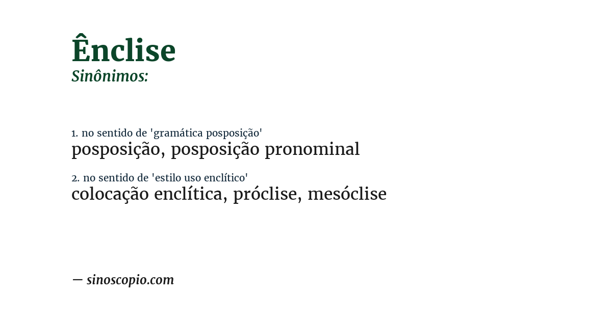 Sinônimo de ênclise