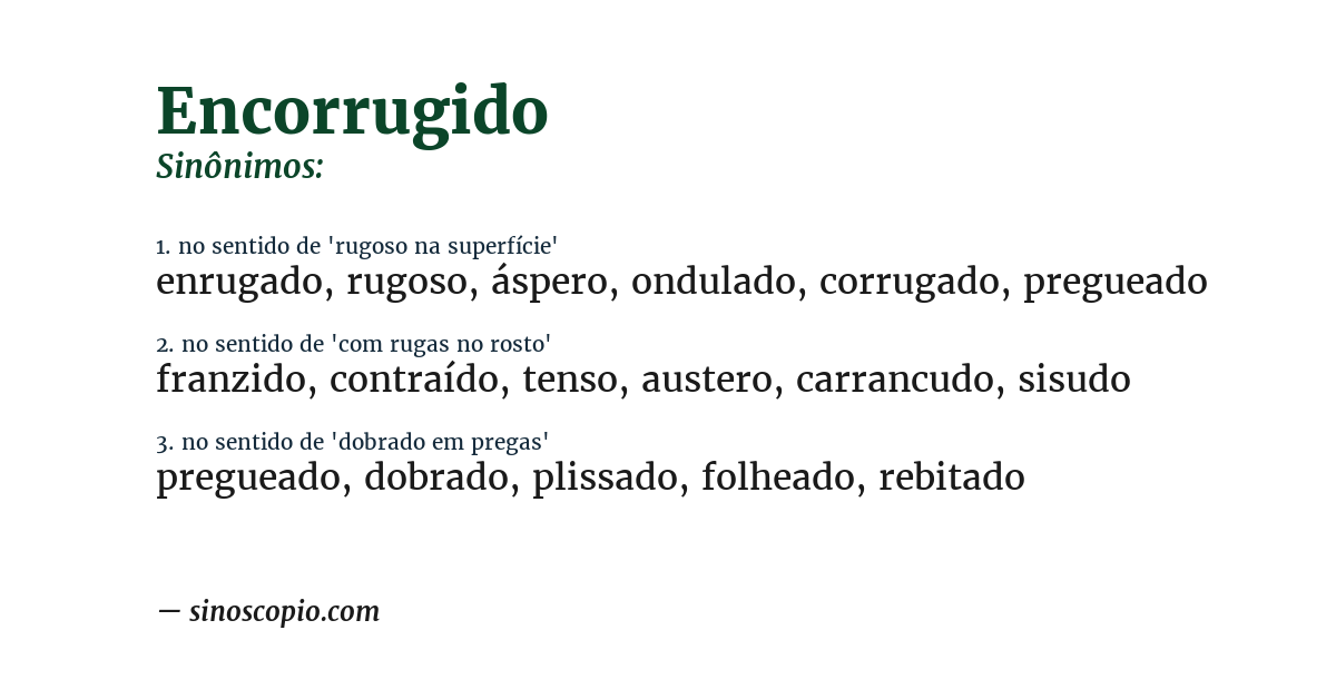 Sinônimo de encorrugido