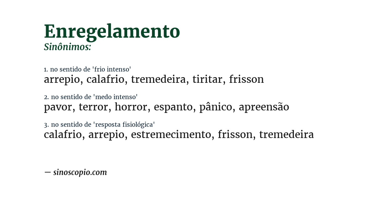 Sinônimo de enregelamento