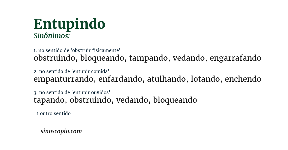 Sinônimo de entupindo