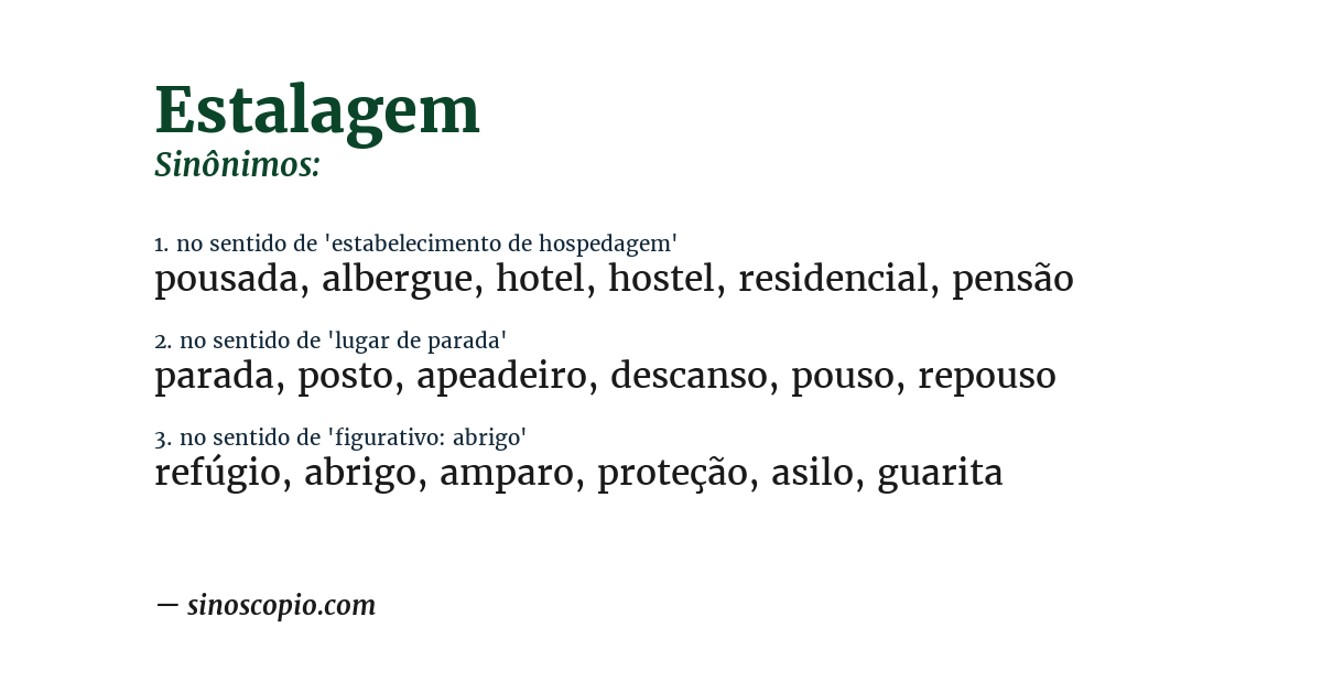 Sinônimo de estalagem