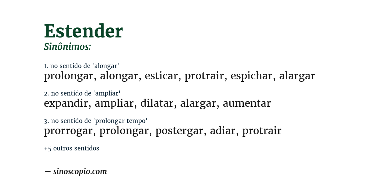 Sinônimo de estender