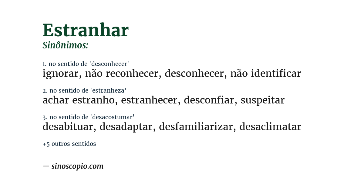 Sinônimo de estranhar