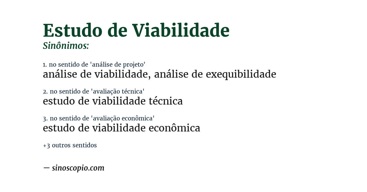 Sinônimo de estudo de viabilidade