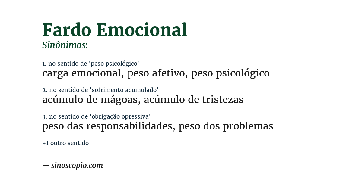 Sinônimo de fardo emocional