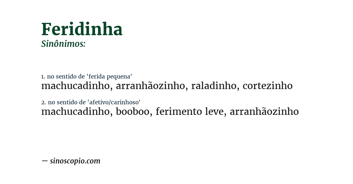 Sinônimo de feridinha